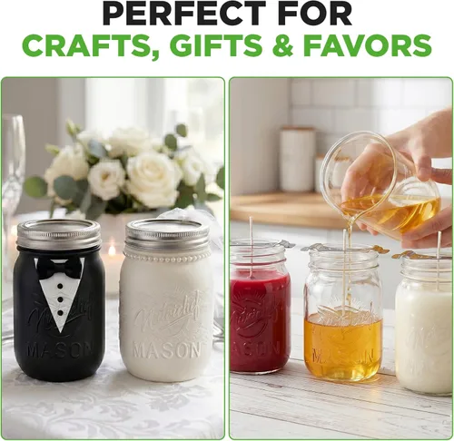 Miniatura 4 de NutriChef 16 oz. Wide Mouth Mason Jars 12 Pcs Glass Food Storage Containers with Lids for Meal Prep, Jam, Honey & Crafts Reusable Canning