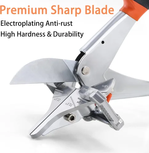 Miniatura 3 de Cortador de inglete multiángulo grande y afilado con 0 a 135 grados, tijeras de corte angular ajustables para cubierta de cordón de PVC, moldeado