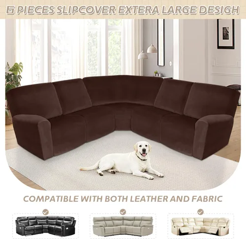 Miniatura 539 de Arfntevss Fundas de sofá seccional reclinable de terciopelo, Funda de sofá seccional de esquina para sofá reclinable, Funda elástica suave