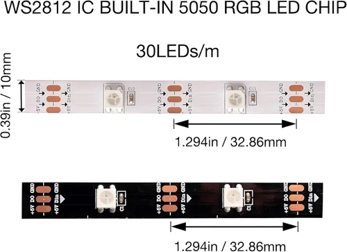 Miniatura 2 de WS2812B Tira de luz LED individual direccionable a todo color SMD 5050 RGB Pixel Strip DC5V