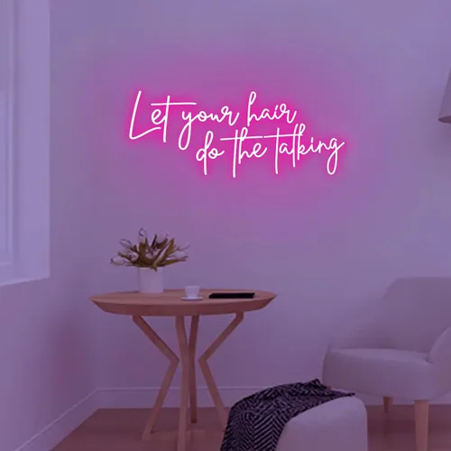 Miniatura 13 de Letrero de neón con luz LED de 20 pulgadas de Let Your Hair Do The Talking Beauty Salon Room de salón de belleza, decoración de pared hecha a mano