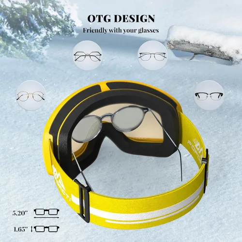 Miniatura 4 de Gafas de esquí OTG, 100% Protección UV, Antiempañamiento, Lentes polarizadas para esquí y snowboard para hombres, mujeres y adultos
