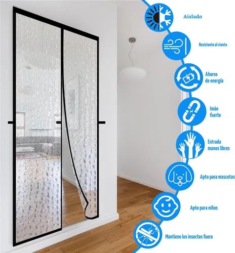 Miniatura 6 de RELIANCER Cortina magnética con aislamiento térmico, cubierta de puerta de EVA impermeable, se adapta a puertas de hasta 34 x 78 pulgadas