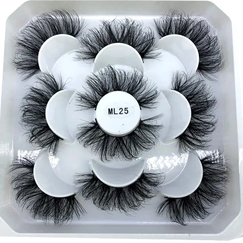 Miniatura 42 de 5 pares de pestañas postizas de visón 3D de 0.98 pulgadas a granel, con caja personalizada, pestañas postizas naturales finas al por mayor (ML-07)