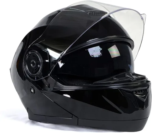 Miniatura 8 de Milwaukee Helmets MPH9815DOT Breeze - Casco modular de motocicleta avanzado negro brillante con visera desplegable
