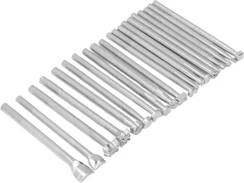 Miniatura 7 de 20Pcs Leather Stamping Tools Set, DIY Leather Stamp Punch Tools with 20 Patterns, High Hardness Anti Rust Alloy Steel for Saddle Making, Leather