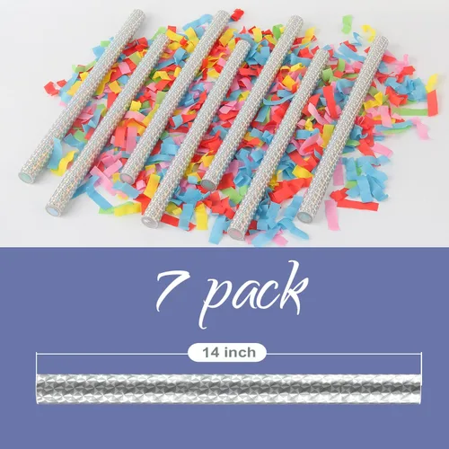 Miniatura 5 de BATTIFE Paquete de 7 varitas de confeti, palitos de papel de seda de colores, disparos de confeti para bodas, celebraciones, aniversarios, Colorido
