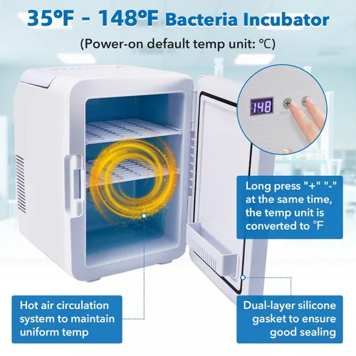Miniatura 2 de Incubadora de 10L, incubadora de bacterias de 35-148℉, incubadora termostática de gabinete para uso general de laboratorio, placas de Petri