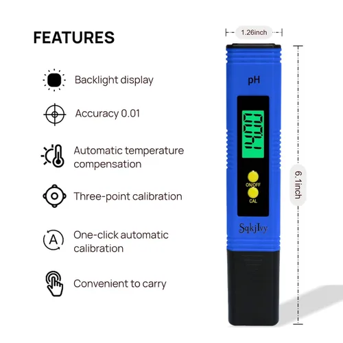 Miniatura 3 de Medidor de pH para hidroponía de agua, probador de pH digital, bolígrafo de 0.01 pulgadas de tamaño de bolsillo de alta precisión con rango