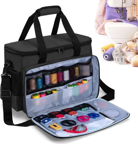 Miniatura 2 de LUXJA Bolsa de transporte para máquina de coser con almohadilla acolchada extraíble, bolsa de mano para máquina de coser y accesorios de costura