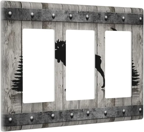 Miniatura 26 de Placa decorativa para interruptor de luz, playa, rosa, escena nocturna, 2 bandas, 1 palanca, 1 placa de pared dúplex, decoración de placa