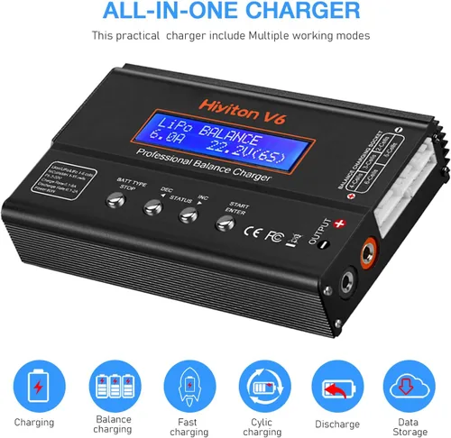 Miniatura 3 de Cargador de batería Lipo, cargador y descargador equilibrado 1S-6S, batería Lipo Li-ion NiMH NiCD Li-Fe de 1-6S con conector Tamiya XT60 Deans