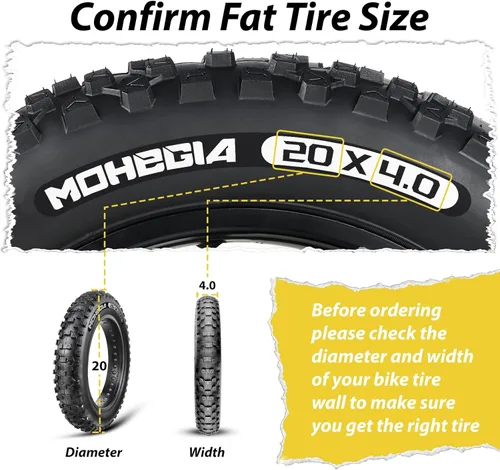 Miniatura 2 de MOHEGIA Neumático para Bicicleta Eléctrica de Llanta Ancha: 20x4.0/26x4.0 Pulgadas, Neumático de Reemplazo para Bicicleta de Montaña Eléctrica