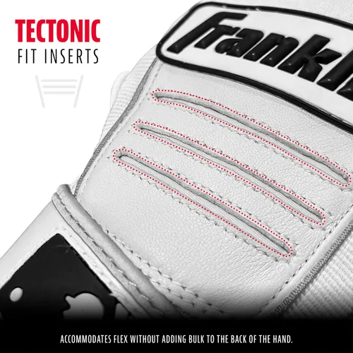 Miniatura 3 de Franklin Sports MLB - Guantes de bateo de béisbol CFX Pro para jóvenes y adultos, béisbol + sóftbol, varios tamaños + colores Perla/Blanco/Plata