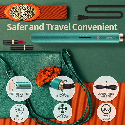 Miniatura 6 de IBROO Plancha de pelo infrarrojo alisador de cerámica para mujeres, plancha de queratina turmalina de 1 pulgada, plancha recta de doble voltaje