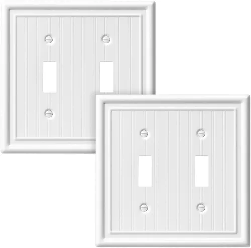 Miniatura 9 de DEWENWILS Paquete de 4 tapas blancas para enchufes y placas de interruptores, placas decorativas de pared de metal para interruptores de luz y tomas