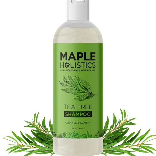 Champú aclarante para acumulación y cabello graso - Champú de árbol de té para hombres y mujeres con aceite esencial de romero para cabello graso y