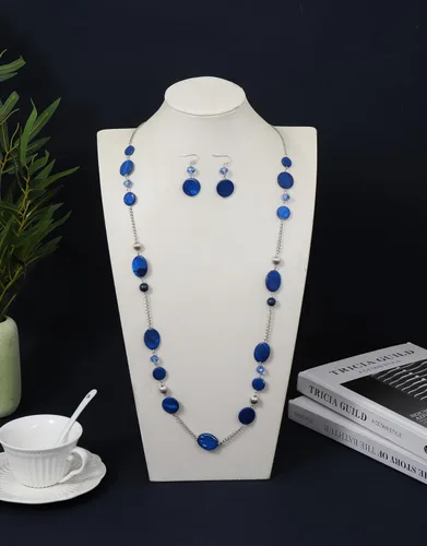 Miniatura 6 de Collares largos de cuentas para mujer, cadena de eslabones multicolor, juego de aretes, cuentas de piedra de concha, collar de moda, regalo