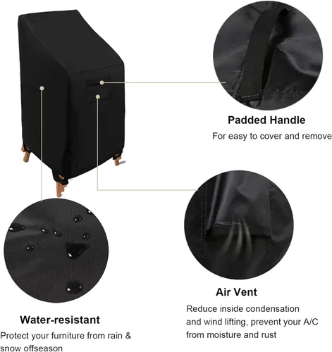 Miniatura 2 de WOMACO Funda apilable para silla de patio, impermeable, para exteriores, con respaldo alto, resistente al agua, para muebles de exterior, protector