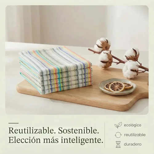 Miniatura 8 de Urban Villa - Toallas de cocina 015 Multi Rayas Beige