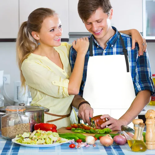 Miniatura 6 de Delantal, delantal con cuello ajustable para mujer, adecuado para el hogar, cocina, delantal de cocina