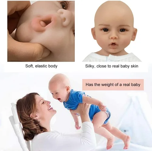Miniatura 6 de SUAISKR Muñeca realista de bebé Reborn de 18 pulgadas, linda muñeca de silicona hecha a mano realista de silicona para niño pequeño, cuerpo completo