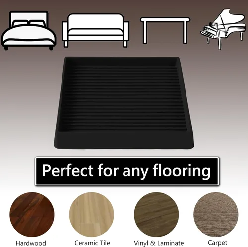 Miniatura 2 de Copas cuadradas de goma para muebles de 4x4 pulgadas, almohadillas antideslizantes para muebles, topes para cama, protectores de piso con agarre