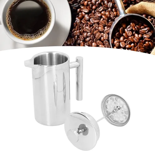 Miniatura 2 de Percoladora de café, 8.5 x 6.8 x 4.1 pulgadas, 33.8 fl oz, olla de café estable en forma de U sin goteo, hervidor de acero inoxidable de doble capa
