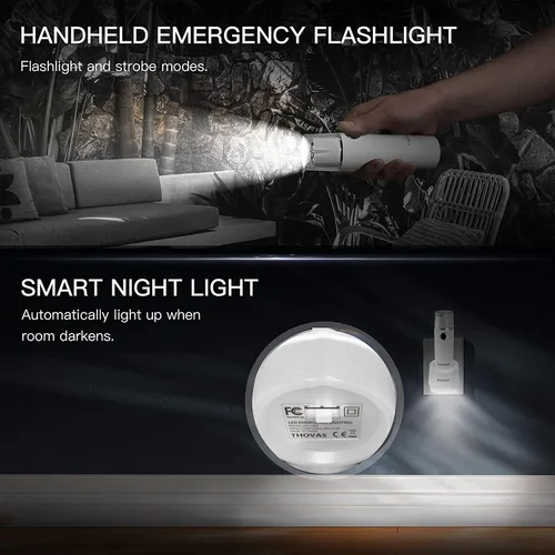 Miniatura 4 de Linterna de emergencia, luz LED multifunción para fallo de alimentación, recargable de mano, luz nocturna enchufable, 3 en 1 con sensor