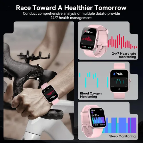 Miniatura 4 de Reloj inteligente con Alexa integrado, pantalla táctil HD de 1.83 pulgadas, notificaciones/llamadas Bluetooth, IP68 impermeable, más de 120 modos