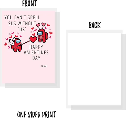 Miniatura 4 de Lashicorn A mong Us - Paquete de 30 tarjetas de San Valentín Día de San Valentín Ideal para combinar con mini figuras de Among Us Diseño Sus
