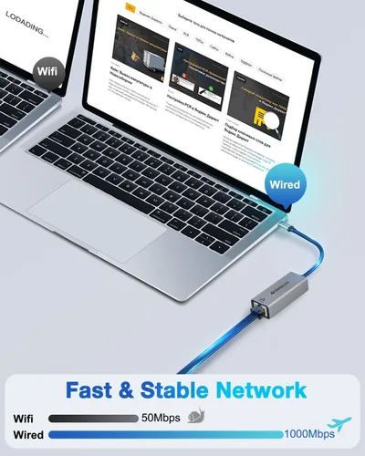 Miniatura 5 de Adaptador Ethernet a USB, 1 Gbps USB a RJ45 Gigabit LAN, USB 3.0 Ethernet compatible con 10/100/1000 Mbps. Compatible con portátiles, PC, Mac