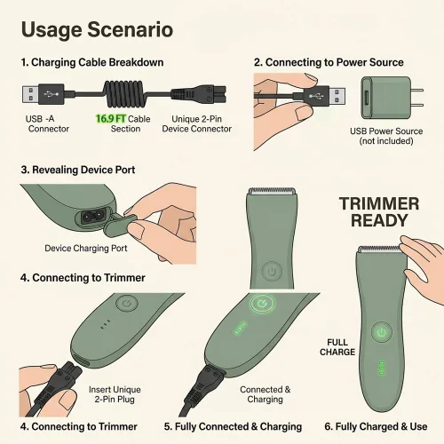Miniatura 4 de Cargador de repuesto para recortadora Meridian, cable de carga de 5 V, cable de alimentación de aseo compatible con Meridian Electric Shaver