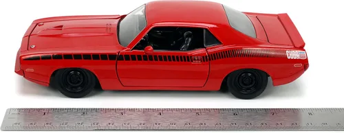Miniatura 7 de Jada Toys Big Time Muscle 1:24 1973 Plymouth Barracuda - Coche fundido a presión rojo/negro, juguetes para niños y adultos