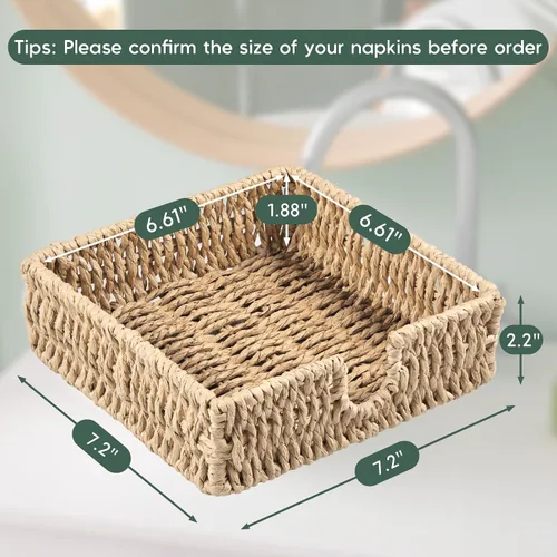 Miniatura 2 de Servilletero para mesa, servilleteros de cuerda de papel tejida para servilletas de papel, servilleteros de mimbre para mesa de cocina, decoración