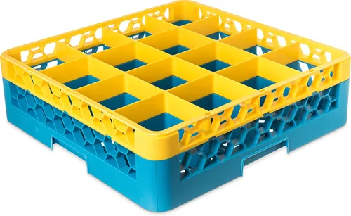 Miniatura 64 de Carlisle FoodService Products RG9-214 OptiClean Estante de vidrio con 9 compartimentos con 2 extensores, 7.12 pulgadas, polipropileno, azul