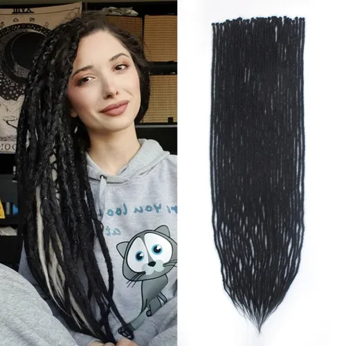 Miniatura 36 de 15 extensiones de rastas de doble extremo, 24 pulgadas, extensiones de rastas falsas de 0.6 pulgadas, color marrón degradado, extensiones de rastas
