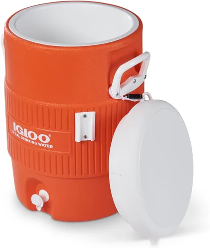 Miniatura 2 de Igloo Bidón para bebidas, de 5 galones, con tapa que sirve como asiento, y válvula para servirse. Naranja