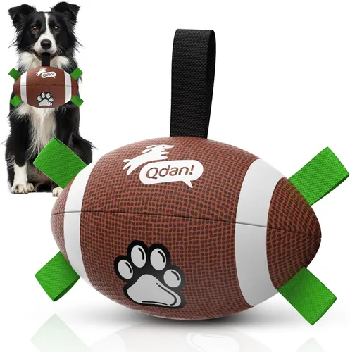 Miniatura 30 de QDAN Juguetes para perros, pelota de fútbol extragrande con correas, juguete de remolcador, juguete de agua, bolas duraderas para perros