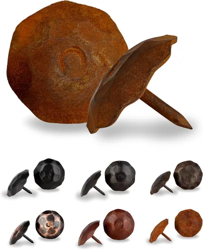Paquete de 25 clavos decorativos de 1,25 pulgadas de cabeza redonda grande – oxidados – sujetadores rústicos redondos hechos a mano para persiana de