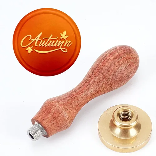 Miniatura 3 de MAYJOYDIY Sello de cera de otoño, hojas de arce, sellos de cera de sellado de palabras de 0.984 in, sello de sellado de cabeza de latón extraíble