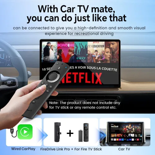 Miniatura 3 de Carlinkit FireDrive Link Pro Car TV Mate, convertido con cable a Android inalámbrico Auto y adaptador CarPlay, compatible con CarPlay con cable
