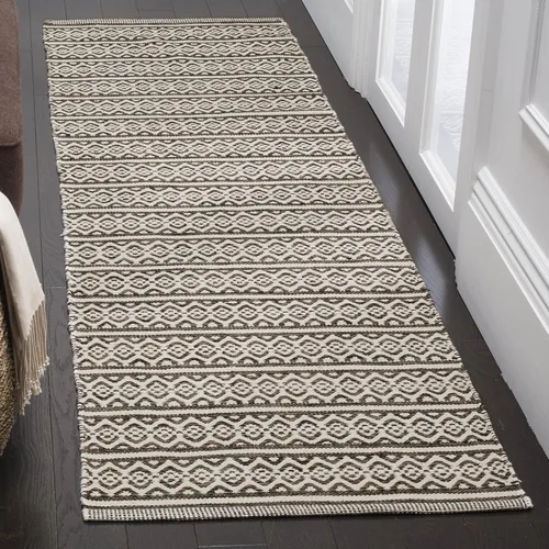Miniatura 16 de SAFAVIEH Colección Montauk - Alfombra decorativa de 3 x 5 pies, color marfil y negro, hecha a mano de algodón estilo bohemio rural, ideal para zonas