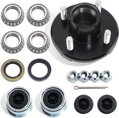 Miniatura 20 de 2 juegos de kit de cubo de remolque 5 en 5 pulgadas para eje cónico de 3500 lbs de 1-1/16 pulgadas a 1-3/8 pulgadas, kit de eje de remolque de 5x5
