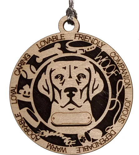 Miniatura 19 de Adorno de Navidad personalizado de madera para perro de 3 pulgadas, nombre y texto personalizables, hecho a mano en Estados Unidos, diseño de corte