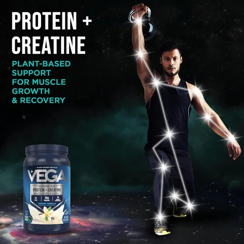 Miniatura 3 de Vega Protein + Creatina - 30g de proteína a base de plantas, sabor a vainilla, 13 porciones, 3g de creatina, 5g de BCAA, vegano, keto, sin gluten