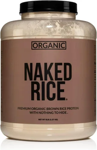 NAKED Nutrition Rice - Polvo de proteína de arroz integral orgánico - Proteína vegana en polvo - 5 libras a granel, sin OMG, sin gluten y sin soja.