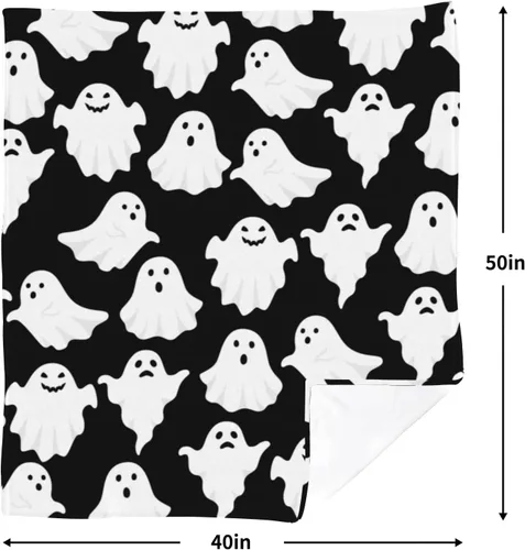 Miniatura 7 de Jbralid Manta de Halloween divertida con fantasma, lindo y espeluznante de Halloween, manta de franela ligera y acogedora para dormitorio, sala