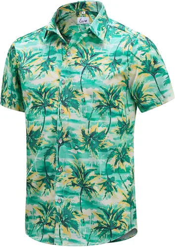Miniatura 26 de EUOW - Camisas hawaianas para hombre de manga corta con botones, estampadas para la playa y el verano