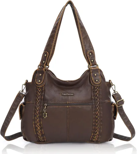 Miniatura 94 de Angel Barcelo - Bolsa de hombro amplia para mujer, diseño Hobo, cuero lavado